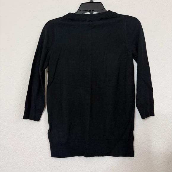 NEW J.Crew Black Fitted Crewneck 3/4 sleeves Sweater 100% Merino Wool Size XS - Picture 2 of 5